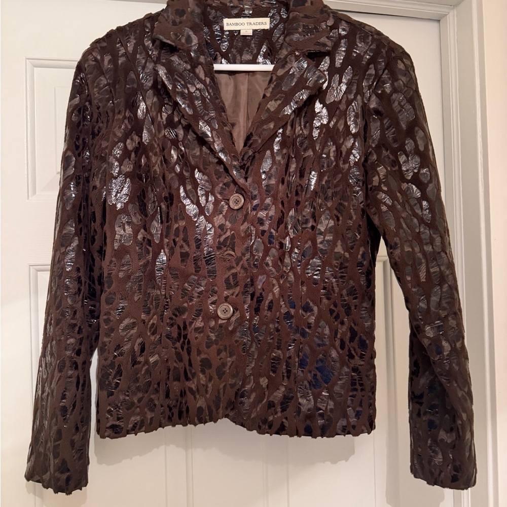 Bamboo Traders Brown Textured Blazer